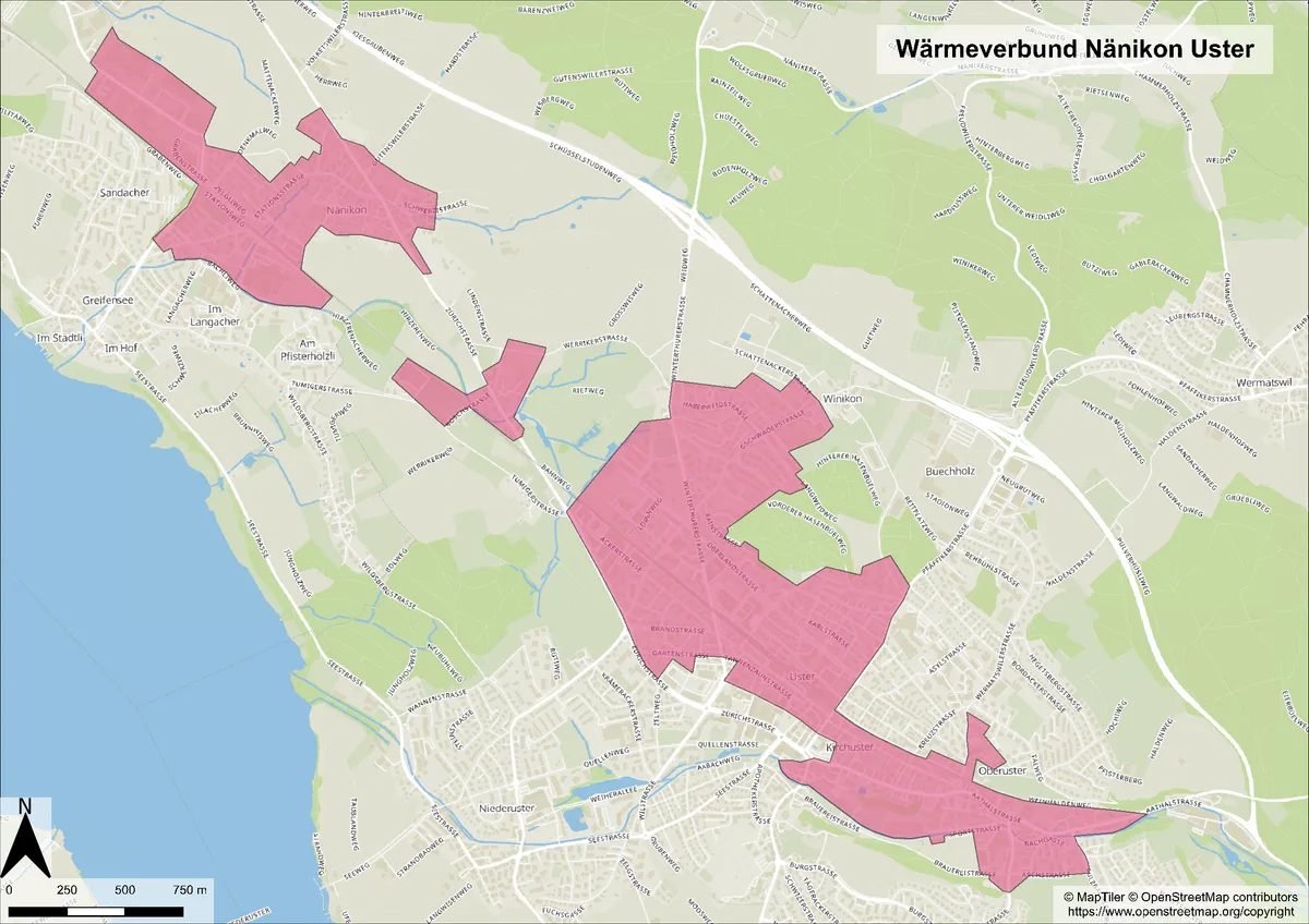Nänikon, Werrikon sowie Teile von Kirchuster und Oberuster sollen Fernwärme aus Volketswil erhalten. Die Energie Uster AG will künftig Fernwärme aus Volketswil beziehen.